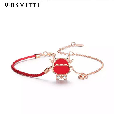 19.5cm ODM rouge de bracelet de ficelle de Sterling Silver Jewelry Bracelets Heart CZ de 2,9 grammes