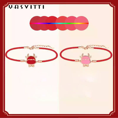 19.5cm ODM rouge de bracelet de ficelle de Sterling Silver Jewelry Bracelets Heart CZ de 2,9 grammes