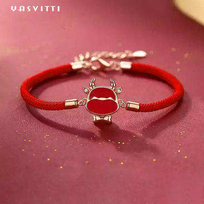 19.5cm ODM rouge de bracelet de ficelle de Sterling Silver Jewelry Bracelets Heart CZ de 2,9 grammes