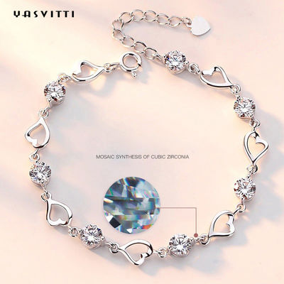 ODM argenté de bracelet de coeur de 7.9in 4.6g Sterling Silver Jewelry Bracelets Sterling