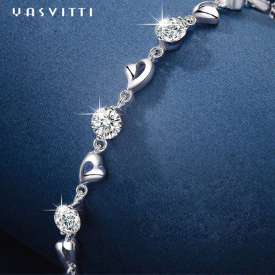 ODM argenté de bracelet de coeur de 7.9in 4.6g Sterling Silver Jewelry Bracelets Sterling