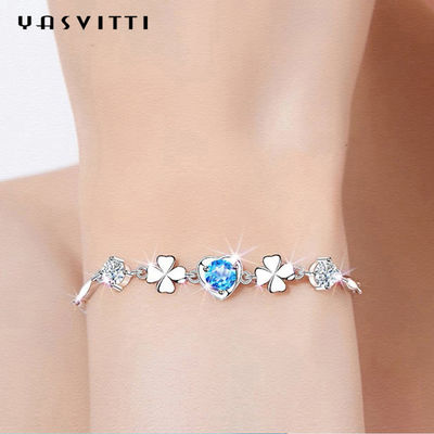 bracelet à la mode de trèfle de quatre feuilles de GV de 7.7in 0.15oz Sterling Silver Jewelry Bracelets