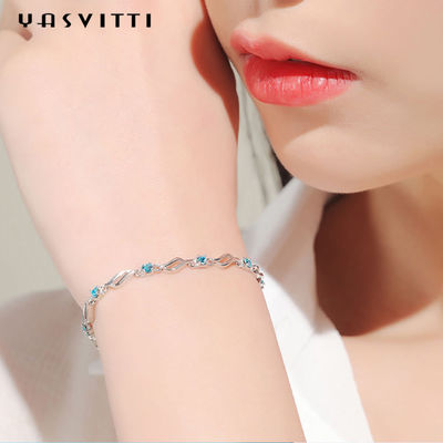 le rhodium à la mode de bracelets réglables argentés de 4.5g 0.62ft a plaqué Crystal Bracelet bleu