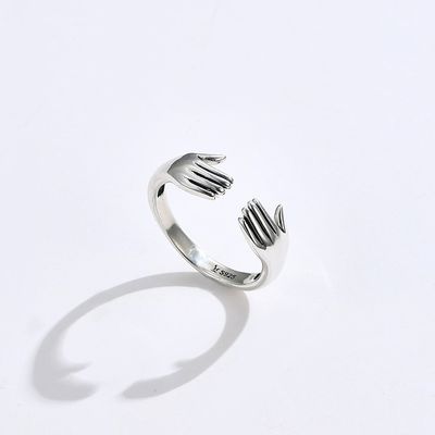 Anneau de Ring For Women 925 Sterling Silver Double Hand Shape de doigt