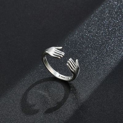 Anneau de Ring For Women 925 Sterling Silver Double Hand Shape de doigt