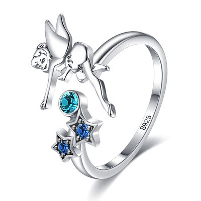 GV argenté ouvert libre d'anneau de 0.08oz 21.1mm Sterling Silver Angel Ring Nicke