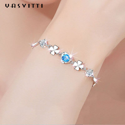 bracelet à la mode de trèfle de quatre feuilles de GV de 7.7in 0.15oz Sterling Silver Jewelry Bracelets