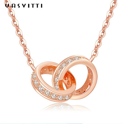 le collier 2.08g 18k à chaînes argenté de 6.7X8.2mm plaquent le double collier de boucle