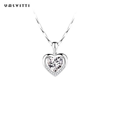 collier de zircon de fiancée de 0.69ft 0.7oz Sterling Silver Heart Pendant Necklace