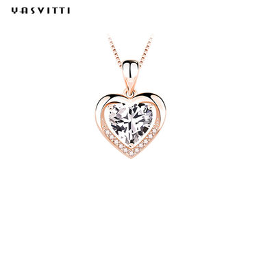 collier de zircon de fiancée de 0.69ft 0.7oz Sterling Silver Heart Pendant Necklace
