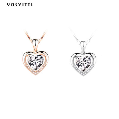 collier de zircon de fiancée de 0.69ft 0.7oz Sterling Silver Heart Pendant Necklace