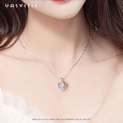 collier de zircon de fiancée de 0.69ft 0.7oz Sterling Silver Heart Pendant Necklace