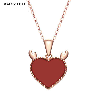 collier à la mode de coeur d'Antler de cerfs communs de 3gram 15.7in Sterling Silver Heart Pendant Necklace