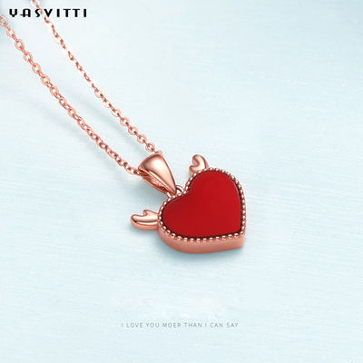 collier à la mode de coeur d'Antler de cerfs communs de 3gram 15.7in Sterling Silver Heart Pendant Necklace