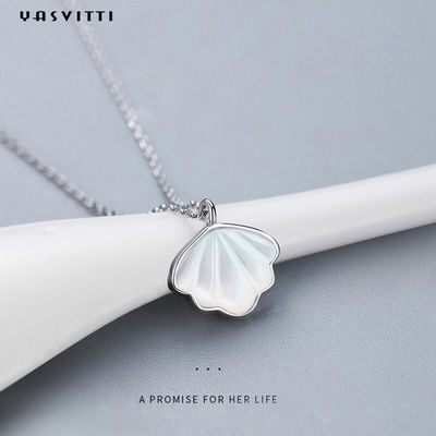 Perle Shell Natural Clavicle Chain Necklace 925 Sterling Silver Necklace
