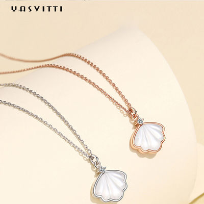 Perle Shell Natural Clavicle Chain Necklace 925 Sterling Silver Necklace