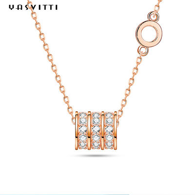ODM à chaînes argenté de Bohème de collier de chaîne de zircon de 0.06oz 8.1x7.4x7.4mm