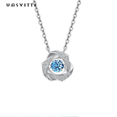 2g collier 1.64ft de zircone de la fiancée 18k Sterling Silver Pendant Necklace Cubic