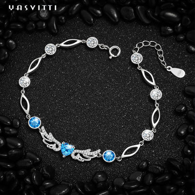 bleu 925 Topaz Bracelet géométrique de 6.2g 0.21m Sterling Silver Jewelry Bracelets Inlaid