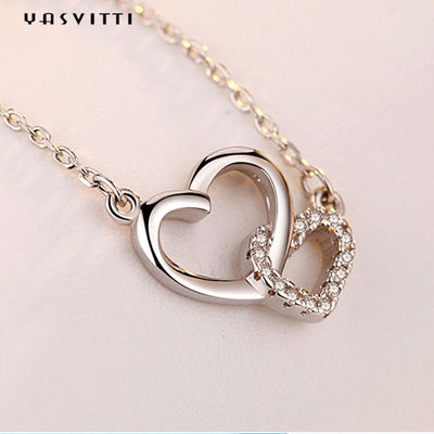 ODM pendant Valentine Silver Heart Pendant Necklace de coeur d'or blanc de 2.17g 18in
