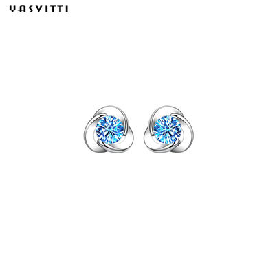 Trèfle simple Diamond Earrings de 925 de Sterling Silver Clover Zircon Earrings de fleur de Zircon boucles d'oreille de goujon