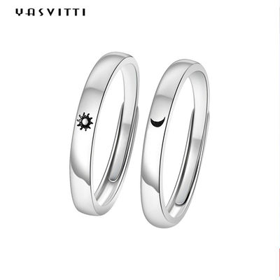 2gram 0.07oz Sun et zircon Sterling Silver Ring simple des anneaux 3A de lune