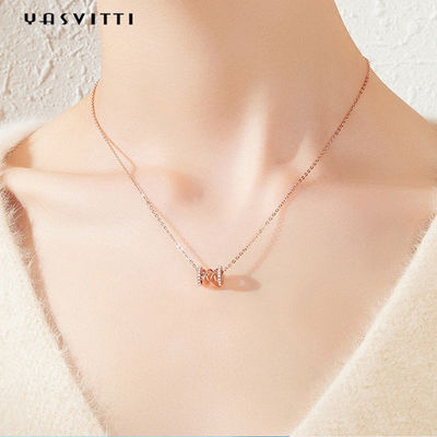 pendant argenté pur de Diamond Studded Necklace Clavicle Waist 18k d'anniversaire de 2.64g 40cm