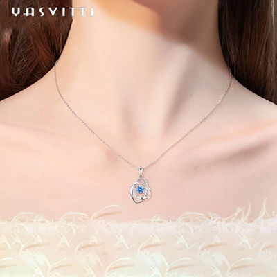 1,1 grammes 16.76mm Sterling Silver Jewelry Necklaces 5A CZ Sapphire Stone Necklace
