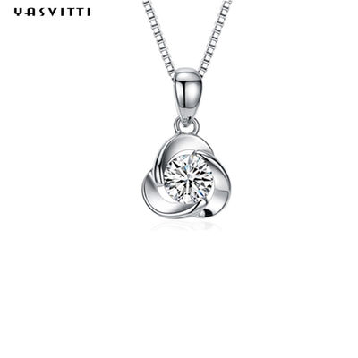 Collier de galvanoplastie d'alliage de collier bleu de Crystal Pendant Simple Zircon Ladies de trèfle