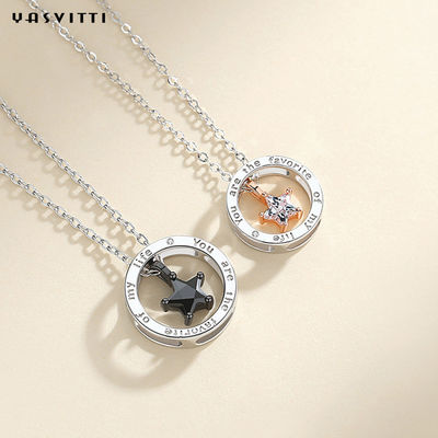 étoile Diamond Necklace de 6.3in 316L solides solubles Sterling Silver Jewelry Necklaces 1.3g