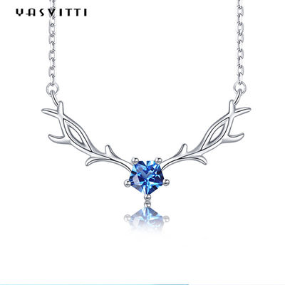Vrai GV argenté de collier de 45cm des cerfs communs 2.8g de collier pendant hypoallergénique à la mode d'Antler