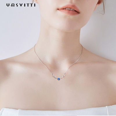 Vrai GV argenté de collier de 45cm des cerfs communs 2.8g de collier pendant hypoallergénique à la mode d'Antler