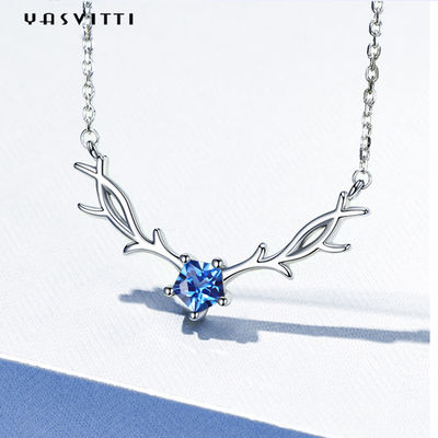 Vrai GV argenté de collier de 45cm des cerfs communs 2.8g de collier pendant hypoallergénique à la mode d'Antler
