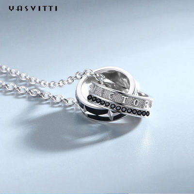 Bijoux 0.1oz 2.6ft double Ring Pendant Necklace 316L d'acier inoxydable de cravache