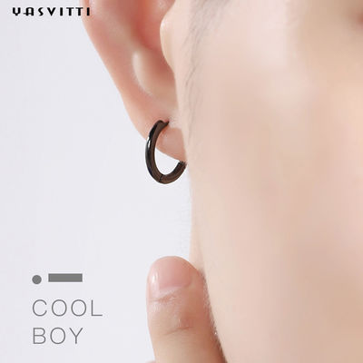 boucles d'oreille de cercle de l'acier inoxydable des hommes de 0.07oz 0.12cm Sterling Silver Jewelry Earrings 316L