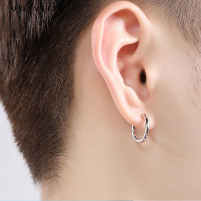 boucles d'oreille de cercle de l'acier inoxydable des hommes de 0.07oz 0.12cm Sterling Silver Jewelry Earrings 316L
