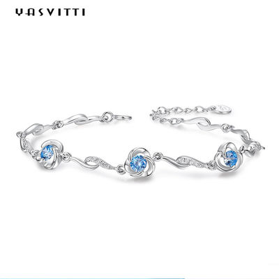 bracelet bleu de fausse pierre de 7.3in 5.2g Sterling Silver Jewelry Bracelets D.C.A. CZ