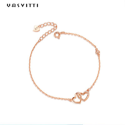 ODM 7.8in argent 18k Rose Gold Open Heart Bracelet de 304 de solides solubles bracelets de glisseur