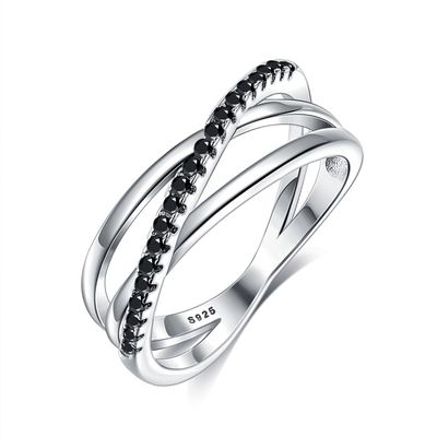 GV de Diamond Ring de triple de 2.1g 0.172cm Sterling Silver Jewelry Rings 5A CZ