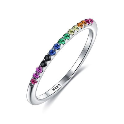 anneau sans plomb de couleur d'arc-en-ciel d'ODM de 21.1mm 1.2g Sterling Silver Jewelry Rings