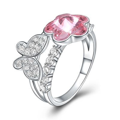 anneau de papillon de rose de placage à l'or de 3g 1.1cm Sterling Silver Jewelry Rings 18k