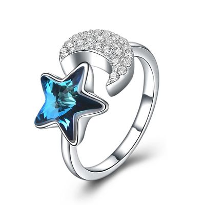 zircon 925 Sterling Silver Rings de l'anneau 5A de la lune 0.04oz et de l'étoile de 11mm