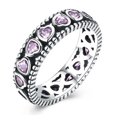 Le coeur capricieux de rose de la couronne des Reines pavent Diamond Ring que S925 Diamant-a encroûté Ring de dames