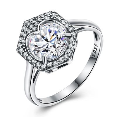 Zircon de luxe Diamond Ring de flèches du coeur huit de l'argent huit de Ring Couples S925 de mariage de bijoux
