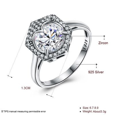 Zircon de luxe Diamond Ring de flèches du coeur huit de l'argent huit de Ring Couples S925 de mariage de bijoux