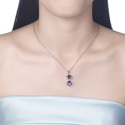 ODM Sterling Silver Diamond Necklace de collier d'étoile de zircon de 5A 3.7g 45cm