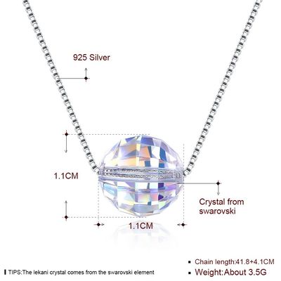 boule Aurora Crystal Diamond Necklace de 3.5g 17in Sterling Silver Jewelry Necklaces 8mm