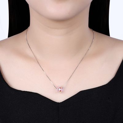 GV de 43cm Crystal Ball Pendant Necklace 18k Valentine Antique Silver Necklace