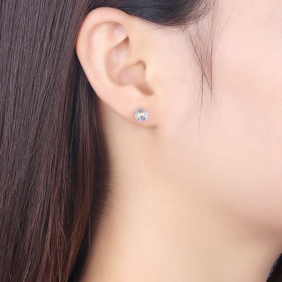 0.6X0.6cm 0,9 GV de boucle d'oreille de rotule de Sterling Silver Jewelry Earrings Birthstone de gramme