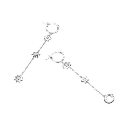 GV de boucles d'oreille de baisse d'alliage d'étoile de 1.75g 3.7in Sterling Silver Jewelry Earrings Moon